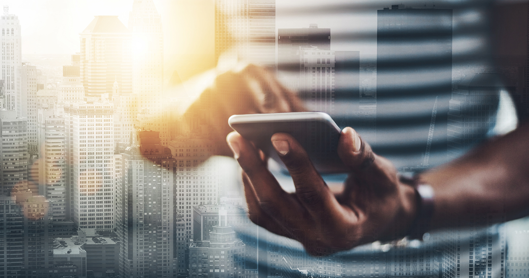 Man looking out window